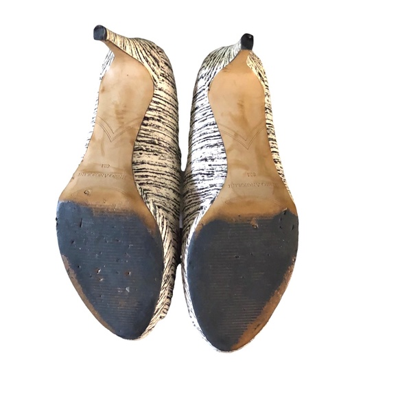 Enzo Angiolini Black & White Pump Peek Toe Heels 8 - Picture 7 of 9